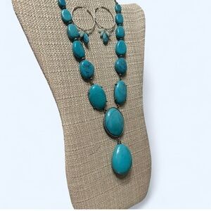 Vintage NRT Avon Turquoise Statement Necklace & Matching Vintage Earrings Set